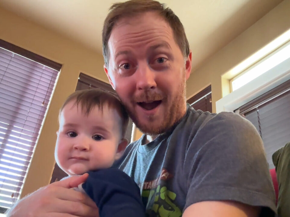 Jack and daddy on the sofa