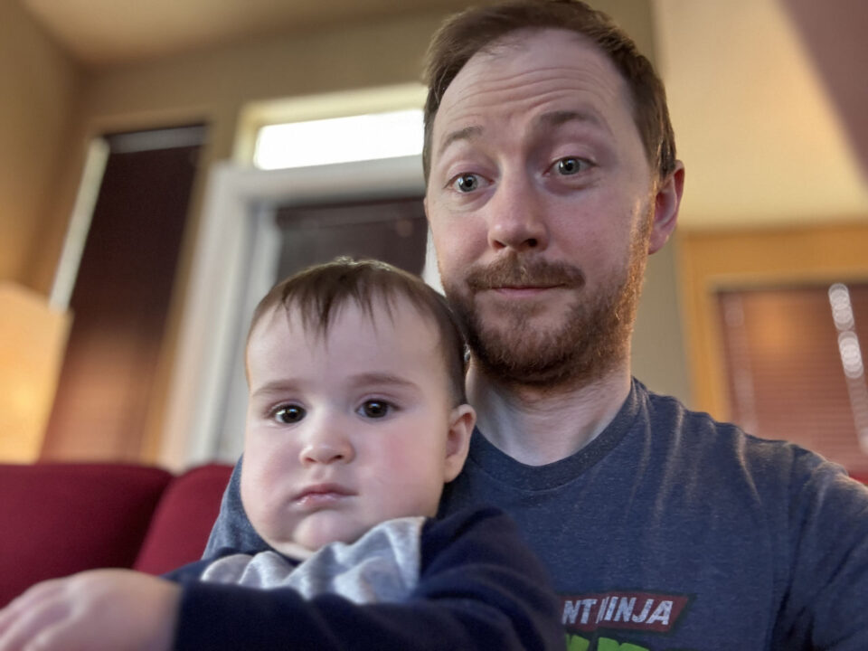 Jack and daddy posing for the camera