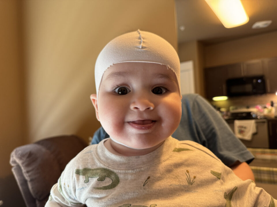 Jack wearing a stretchy skullcap