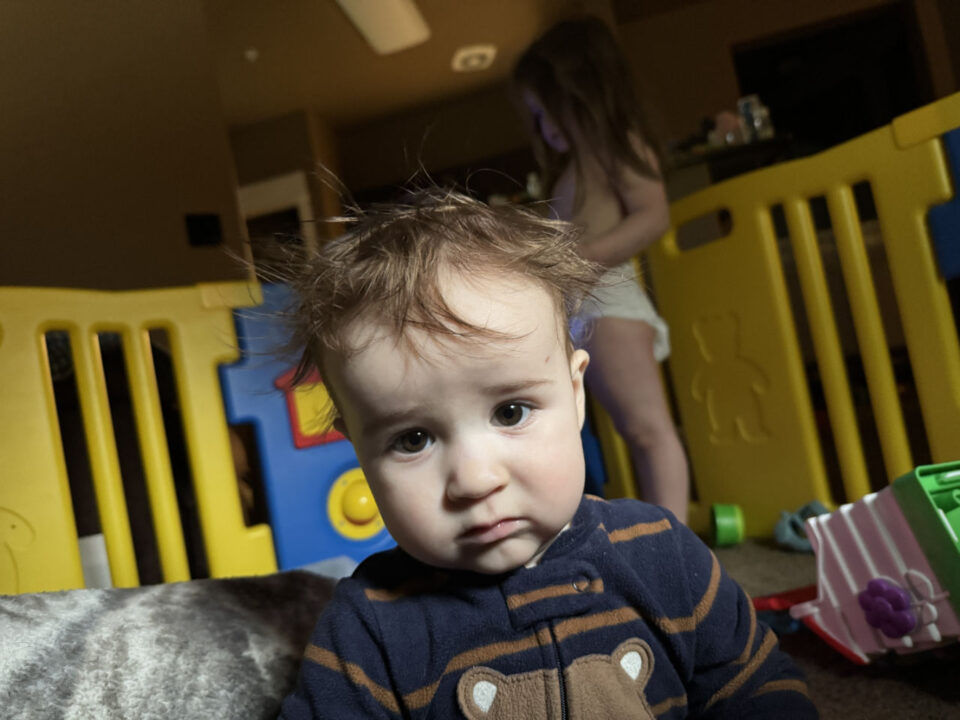 Jack and Olivia in the playpen together