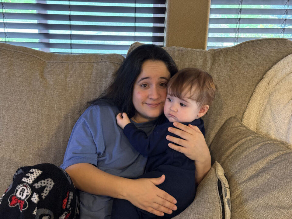 Erica and Jack on the sofa